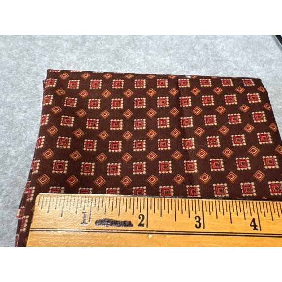 Vintage Brown Fabric Red & Gold Geometric Print 17" x 35" for Crafting / Sewing - Picture 2 of 4